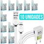 Imagem de Kit Carregadores Com 10 Fontes Usb Duas Portas Turbo E 10 Cabos Micro Usb V8 Para Tablets Celulares Computadores
