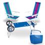 Imagem de Kit Carrinho de Praia com Avanco + 2 Cadeiras 8 Posicoes em Aco + Caixa Termica 18 Litros  Mor 