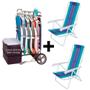 Imagem de Kit Carrinho de Praia com Avanco + 2 Cadeiras Aco 8 Posicoes Cor Sortidas  Mor 