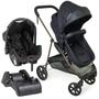 Imagem de Kit carrinho napoli trio preto cobre 1447ptc galzerano com bebê conforto e base