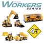 Imagem de Kit Carrinhos 4 em 1 Workers Series Trator Escavadeira Bob Workers Fora da Estrada