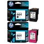 Imagem de Kit Cartuchos Originais HP 664 Preto + Color Para HP Deskjet 2136, 2676, 3776, 5076, 5276