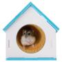 Imagem de Kit Casa Refugio + Escada Ponte P/ Roedores Hamster Pet Azul