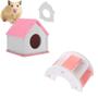 Imagem de Kit Casa Refugio + Escada Ponte P/ Roedores Hamster Pet Rosa