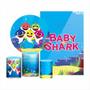 Imagem de Kit Casado Baby Shark Painel Redondo Trio Capas Cilindro