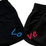 Imagem de Kit Casal Bermuda Moda Praia Mozão Short Love Combinando Top