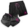 Imagem de Kit Casal Short Preto Bermuda Tactel Moda Praia Verão Estampado Urso Ted Modelo Mauricinho