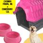 Imagem de Kit Casinha Fawal N 6 + 2 Comedouros Anti Formiga G Rosa LD Pet