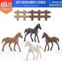 Imagem de Kit Cavalinhos Brinquedo Coloridos Rancho Western 4 cavalos 8 Cercas