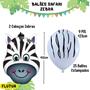 Imagem de Kit Celebração Safari Zebra: 2 Balões Metalizados Zebra  63 Cm + 25 Balões Látex Estampados N9 Zebra