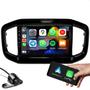 Imagem de Kit central multimidia 2 GB com função carplay GPS Bluetooth  + moldura 9 polegas compativel com strada, fiorino e partner rapid + camera de ré 