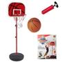 Imagem de Kit cesta basquete com bola inflador rede ajustavel 1,39cm 