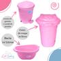 Imagem de Kit Cesto Roupa De Bebê Plastibaby com Bacia + Balde + Lixeira + Organizador + Cabide - Azul e Rosa