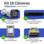 Imagem de Kit CFTV 16 Câmeras Segurança Full HD DVR 16 Canais Com HD Completo