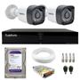 Imagem de Kit CFTV 2 Câmeras Segurança Full HD DVR 4 Canais Com HD Completo