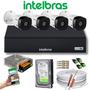 Imagem de Kit CFTV Intelbras HD 4 Câmeras VHC 1120B DVR MHDX 3004c C/HD 160gb