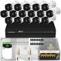 Imagem de Kit Cftv Monitoramento 16 Cameras Intelbras 1TB 200m de cabo