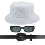 Imagem de Kit Chapéu Bucket, Oculos De Sol Proteção Uv400 E Cinto Fivela Oval CF12