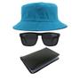 Imagem de Kit Chapéu Bucket, Óculos de Sol Retangular E Carteira Masculina  MD-03