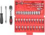 Imagem de Kit Chave Combinada 46 Peças Profissional Ferramentas Catraca Reversível Soquetes Aço c/ Maleta