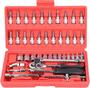 Imagem de Kit Chave Combinada 46 Peças Profissional Ferramentas Catraca Reversível Soquetes Aço c/ Maleta