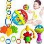 Imagem de Kit chocalho mordedor infantil silicone 10 peças