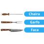 Imagem de Kit Churrasco 3 Peças Inox Garfo Faca Amolador Talberg