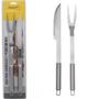 Imagem de Kit Churrasco Inox Faca Jogo Conjunto Faca + Garfo 2 Unidades