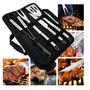 Imagem de Kit Churrasco Profissional Inox Grill Espeto Grelha 4 Peça Alta Qualidade LCC2334