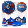 Imagem de Kit Chuteira + Bola Infantil Marvel Herois Capitão America