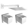 Imagem de Kit Chuveiro ducha Slim Quadrada 25x25cm Cromada Inox  2 Acabamento