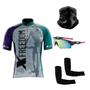 Imagem de Kit Ciclismo Camisa C/ Proteção UV + Manguitos + Óculos de Proteção Espelhado + Bandana