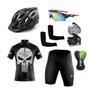 Imagem de Kit Ciclismo Camisa e Bermuda C/ Forro Gel + Capacete + Luvas + Acessórios