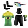 Imagem de Kit Ciclismo Camisa Proteção UV e Bermuda em Gel + Óculos Esportivo + Manguito + Bandana