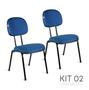 Imagem de kit cjs 02 cadeiras secretária palito desmontavel azul