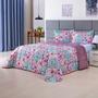 Imagem de Kit Coberdrom Casal Queen 3 Peças Dupla Face 400 Fios Estampado Patchwork Roupa de Cama Premium Cobertor Manta Soft