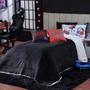 Imagem de Kit Coberdrom Game Streamer Preto/Vermelho com Almofadas Estampadas Solteiro 04 Peças - Dupla Face Sherpa e Mantinha