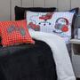 Imagem de Kit Coberdrom Game Streamer Preto/Vermelho com Almofadas Estampadas Solteiro 04 Peças - Dupla Face Sherpa e Mantinha