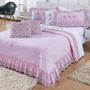 Imagem de Kit Cobre Leito Casal Queen Naturalle 07 Peças Bordado Colcha - Rosa