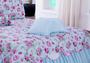 Imagem de Kit Cobre Leito Casal Queen Size 6 pçs Colcha Estampado com Babado Belize