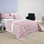 Imagem de Kit Cobre Leito Colcha Brooklyn Queen Quadriculado Micropercal 200 Fios 3 Peças - Rosa