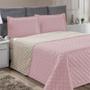 Imagem de Kit Cobre Leito Colcha Dupla Face Cama Super King + Lençol Rose