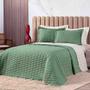 Imagem de Kit Cobre Leito Colcha Jade King 03 Peças Dupla Face Micropercal 200 Fios Matelado Clean - Verde - 100% Poliéster