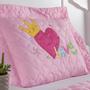 Imagem de Kit Cobre Leito Colcha Love Coração Solteiro Infantil Bordado 3 Peças - Pink e Rosa