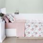 Imagem de Kit Cobre Leito Colcha Maggy Queen 3 Peças Dupla Face Percale 200 Fios - Hortencia Floral Rosa - 80% Algodão / 20% Poliéster
