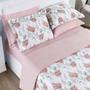 Imagem de Kit Cobre Leito Colcha Maggy Queen 3 Peças Dupla Face Percale 200 Fios - Hortencia Floral Rosa - 80% Algodão / 20% Poliéster
