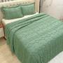 Imagem de Kit Cobre Leito Colcha Prestige Queen Texturado Dupla Face Micro Percal 300 Fios 3 Peças - Verde Esmeralda