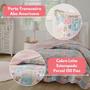 Imagem de Kit Cobre leito Colcha Solteiro menino menina 2 Peças Infantil Estampado cama rosa azul verde