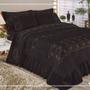 Imagem de Kit Cobre Leito Elegância Casal Queen 03 Peças Bordado - Preto