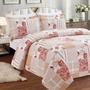 Imagem de Kit Cobre Leito Queen Realce Patchwork + 2 Porta Travesseiros Viviane Coral - SULTAN